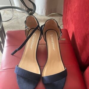 Ashley Stewart Navy Ankle Strap Heels